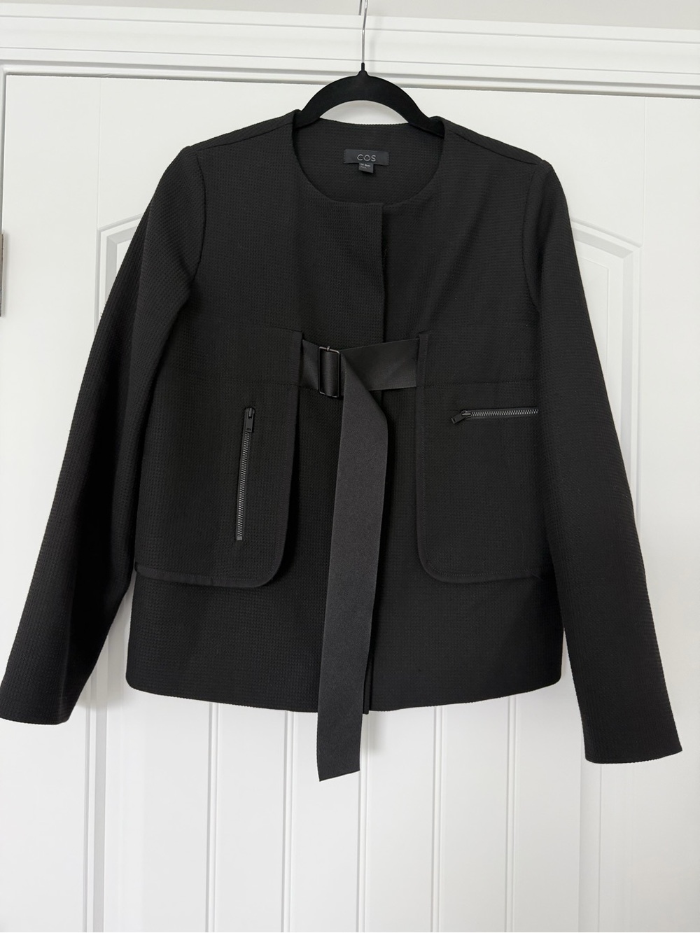 COS Black Textured Belted Blazer